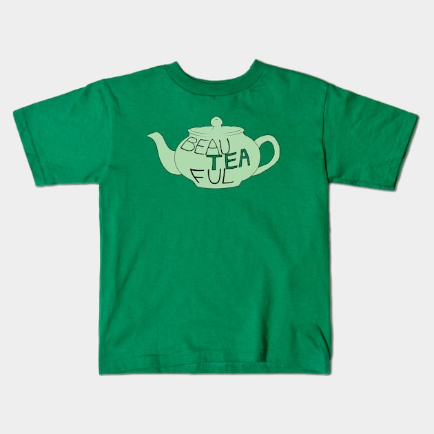 Green teapot Kids T-Shirt by Johka